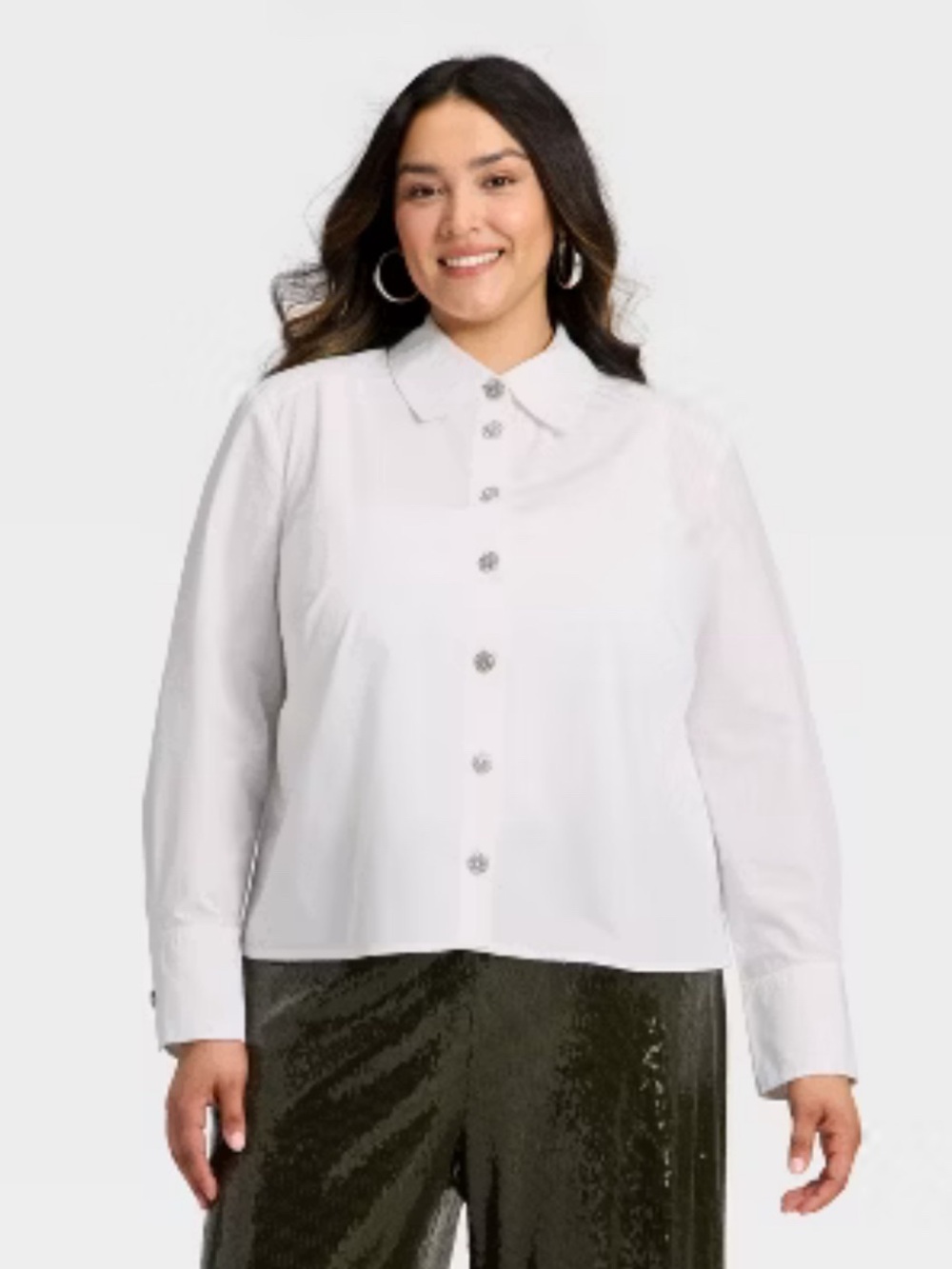 a new day White Button-Front Collared Women's Shirt